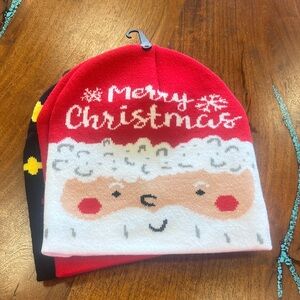 Kids Merry Christmas Santa Beanie - Red and White